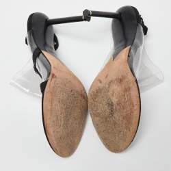 Alexander Wang Black PVC and Suede Marlow Transparent Slingback Sandals Size 39