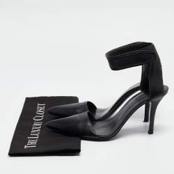 مملوكة مسبقًا Alexander Wang Black Leather Ankle Strap Pumps Size 38.5