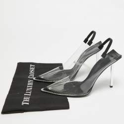 Alexander Wang Black/Transparent PVC and Leather Slingback Pumps Size 39 