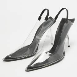 Alexander Wang Black/Transparent PVC and Leather Slingback Pumps Size 39 