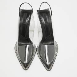 Alexander Wang Black/Transparent PVC and Leather Slingback Pumps Size 39 