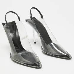 Alexander Wang Black/Transparent PVC and Leather Slingback Pumps Size 39 