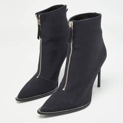 Alexander Wang Black Canvas Pointed Toe Ankle Boots Size 39