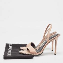 Pre Owned Alexander Wang Pink Leather Studded Nova Slingback Sandals Size 38