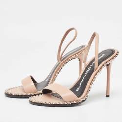 Pre Owned Alexander Wang Pink Leather Studded Nova Slingback Sandals Size 38