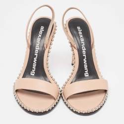 Pre Owned Alexander Wang Pink Leather Studded Nova Slingback Sandals Size 38