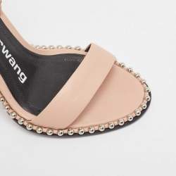 Pre Owned Alexander Wang Pink Leather Studded Nova Slingback Sandals Size 38