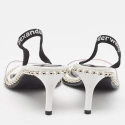 Alexander Wang White PVC Studded Slingback Nova Sandals Size 36.5
