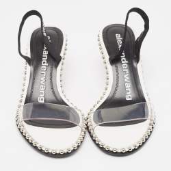 Alexander Wang White PVC Studded Slingback Nova Sandals Size 36.5