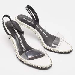 Alexander Wang White PVC Studded Slingback Nova Sandals Size 36.5