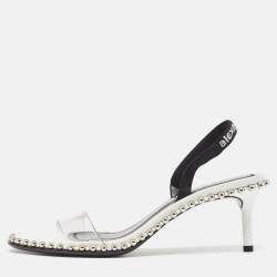 Alexander Wang White PVC Studded Slingback Nova Sandals Size 36.5