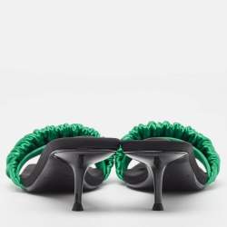 Alexander Wang Green Pleated Satin Slide Sandals Size 39