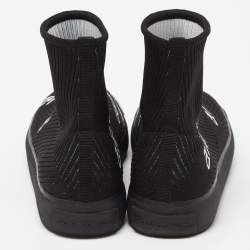 مملوكة مسبقًا Alexander Wang Black Knit Fabric Pia Logo High Top Sneakers Size 38