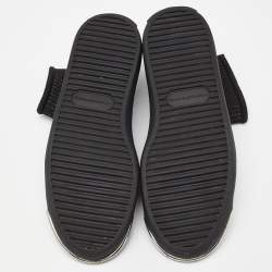 مملوكة مسبقًا Alexander Wang Black Knit Fabric Pia Logo High Top Sneakers Size 38