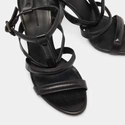 Alexander Wang Black Leather Ankle-Strap Sandals Size 39.5