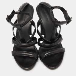 Alexander Wang Black Leather Ankle-Strap Sandals Size 39.5