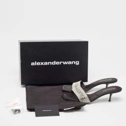 Alexander Wang Black Satin Embellished Slide Sandals Size 39