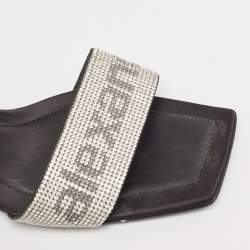 Alexander Wang Black Satin Embellished Slide Sandals Size 39