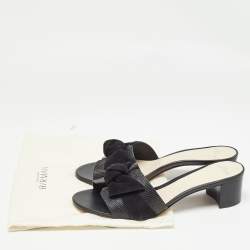 Alexandre Birman Black Lizard and Suede Slide Sandals Size 40
