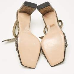 Alexandre Birman Gold/Black Textured Leather Ankle Strap Sandals Size 40