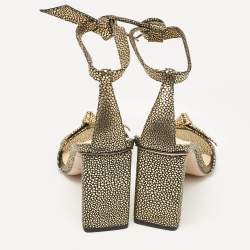 Alexandre Birman Gold/Black Textured Leather Ankle Strap Sandals Size 40