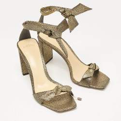 Alexandre Birman Gold/Black Textured Leather Ankle Strap Sandals Size 40