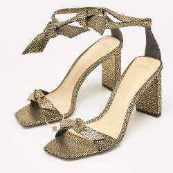 Alexandre Birman Gold/Black Textured Leather Ankle Strap Sandals Size 40
