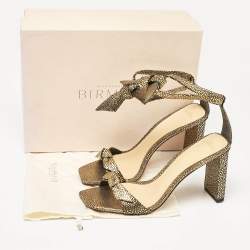 Alexandre Birman Gold/Black Textured Leather Ankle Strap Sandals Size 40