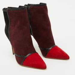 Alexandre Birman Multicolor Suede and Snakeskin Pointed Toe Ankle Length Boots Size 41
