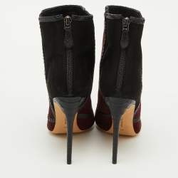 Alexandre Birman Multicolor Suede and Snakeskin Pointed Toe Ankle Length Boots Size 41