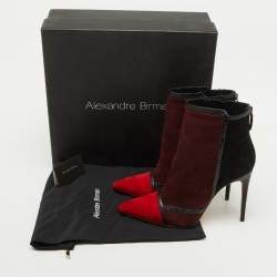 Alexandre Birman Multicolor Suede and Snakeskin Pointed Toe Ankle Length Boots Size 41