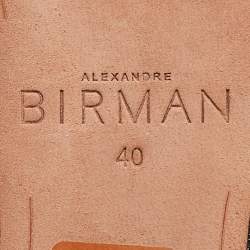 Alexandre Birman Silver/Brown Glitter Ankle-Wrap Flat Sandals Size 40