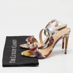 Alexandre Birman Multicolor PVC and Python Embossed Leather Ankle Strap Sandals Size 37