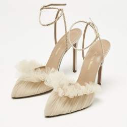 Pre Owned Alexandre Birman Beige Lace and Satin Kaya Pumps Size 40