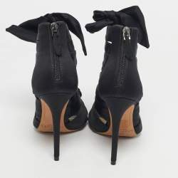 Pre Owned Alexandre Birman Black Satin Layla Gladiator Sandals Size 38.5