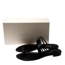 Pre Owned Alexandre Birman Black Leather Strappy Flat Sandals Size 41