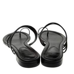 Alexandre Birman Black Leather Strappy Flat Sandals Size 42