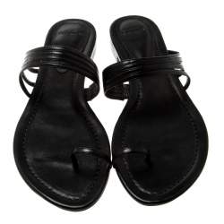 Alexandre Birman Black Leather Strappy Flat Sandals Size 42