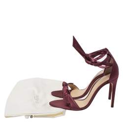 Alexandre Birman Burgundy Satin Clarita Bow Ankle Wrap Sandals Size 38.5