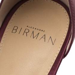 Alexandre Birman Burgundy Satin Clarita Bow Ankle Wrap Sandals Size 38.5