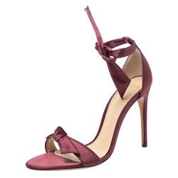 Alexandre Birman Burgundy Satin Clarita Bow Ankle Wrap Sandals Size 38.5
