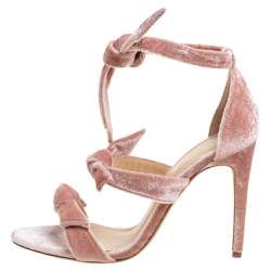 Alexandre Birman Light Pink Velvet Lolita Sandals Size 38