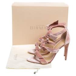 Alexandre Birman Light Pink Velvet Lolita Sandals Size 38