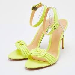 Alexandre Birman Yellow Leather and PVC Twisted Knot Ankle Strap Sandals Size 36.5