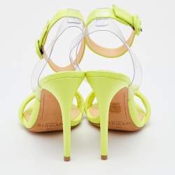 Alexandre Birman Yellow Leather and PVC Twisted Knot Ankle Strap Sandals Size 36.5