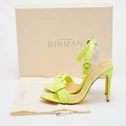 Alexandre Birman Yellow Leather and PVC Twisted Knot Ankle Strap Sandals Size 36.5