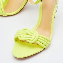 Alexandre Birman Yellow Leather and PVC Twisted Knot Ankle Strap Sandals Size 36.5
