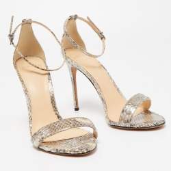 Alexandre Birman Metallic Python Ankle Strap Sandals Size 39