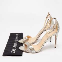 Alexandre Birman Metallic Python Ankle Strap Sandals Size 39
