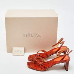 Alexandre Birman Orange Python Nelly Ankle Strap Sandals Size 37